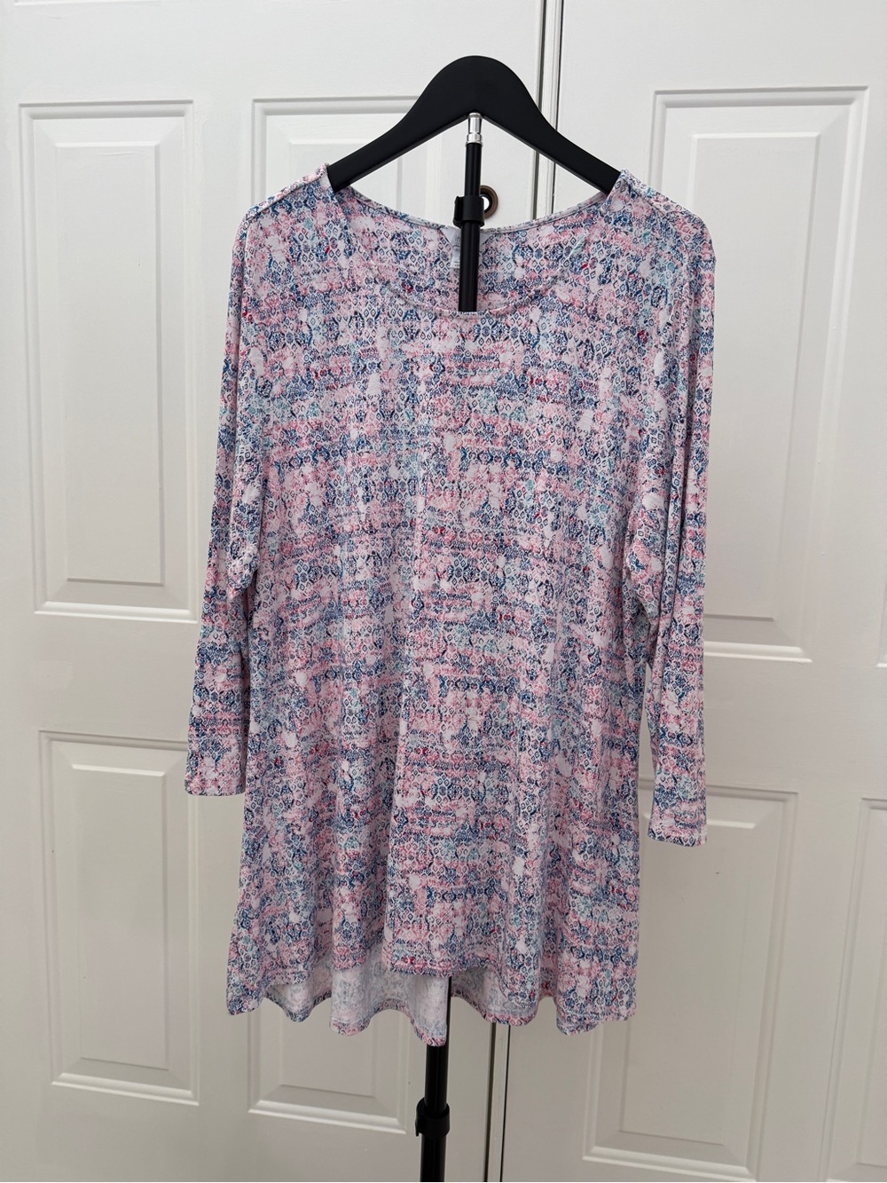 intro. Pink and Blue Patterned Long Sleeve Tunic